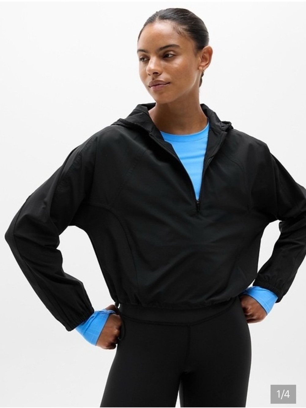 NWT-Athleta Black Resilient Popover, Extra Small